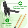 Weed Puller Tool with 2 Weed Eject Feature, 43.7in Stand Up Dandelion Remover Tool, Real Bamboo Handle and Metal 4 Claw & Foot Pedal, Heavy Duty Garden Weeder
