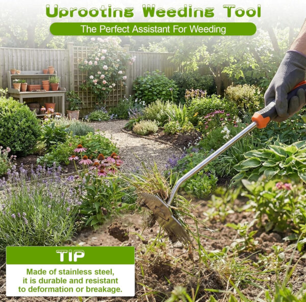 69ecdd5b8c895ced532f4ba9d01a206b75af64863f95e6364099f.jpg Garden Weed Tool,2026 Portable Weeding Tool,Stainless Steel Hand Weeder Tool,Adopt Anti slip Rubber handle,conforms to ergonomic curves,Suitable For Vegetable Cultivation And Horticulture on Farms