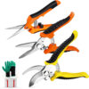 3 Pack Garden Pruning Shears Stainless Steel Blades Handheld Pruners Set with Gardening Gloves